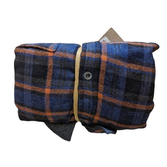 prAna Organic Flannel Shirt Rich Sapphire Blue Plaid Cozy Fall Layering Sz S NWT - Picture 6 of 11